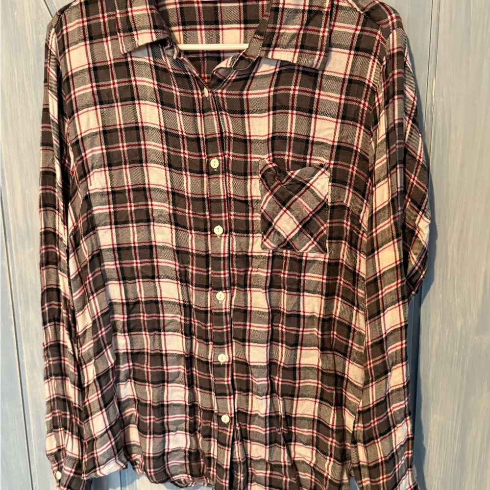 New Direction Red and Gray Plaid Shirt